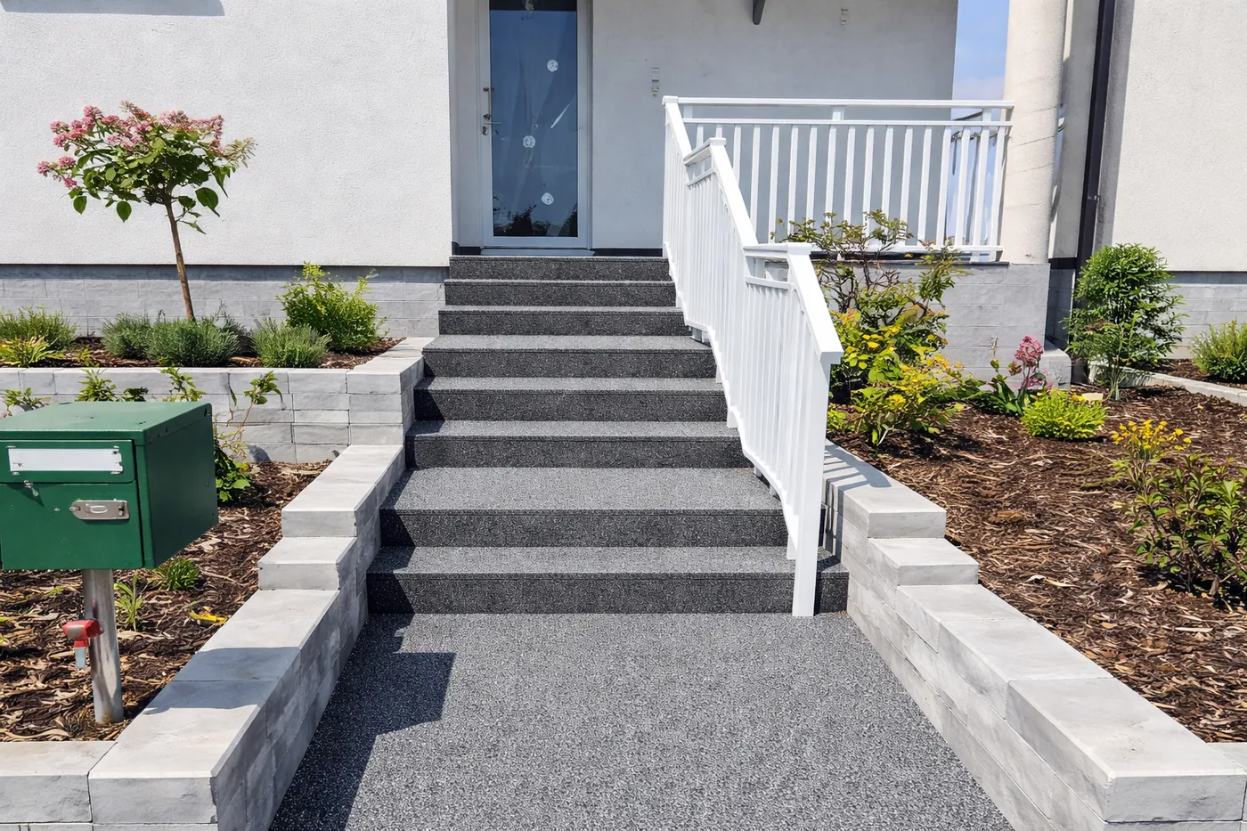Allée de maison en résine de marbre drainante
